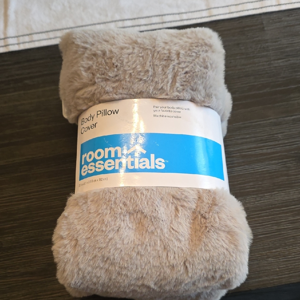 Room Essentials Plush Body Pillow Cover in Taupe